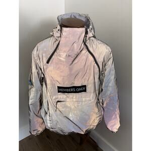 Members Only Space Suit Silver Reflective Pullover Jacket Size XL